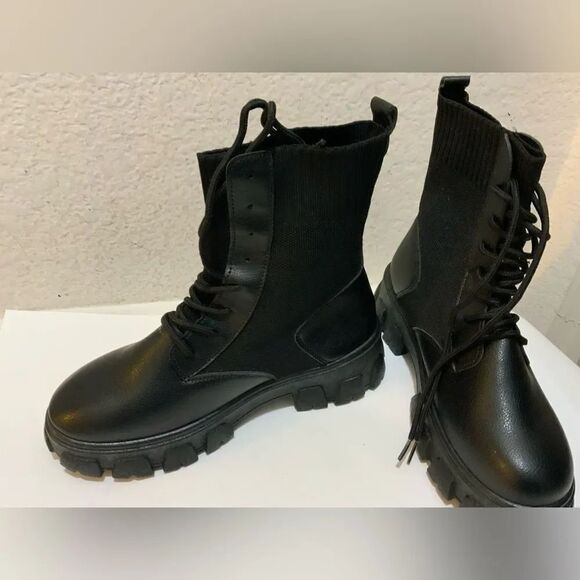 Fashion Nova Shoes - Brand new FashionNova Booties chunky black lace up size 11